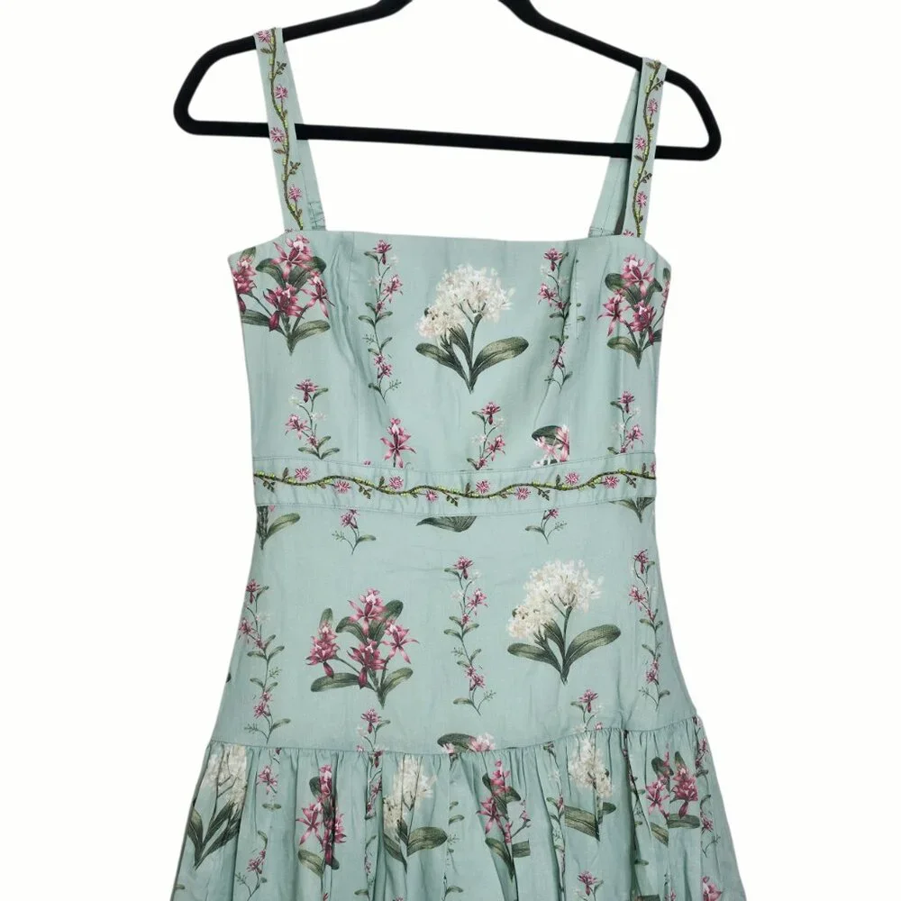 Agua by Agua Bendita Lima Maxi Dress Orquidea Green Embroidered Floral Size M - Picture 5 of 15